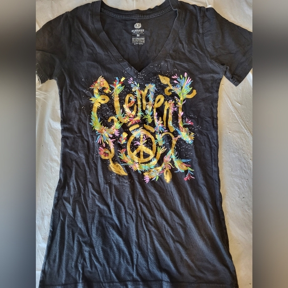 Element Black V-Neck Tee with Colorful Graphic, Size Medium - Picture 5 of 5